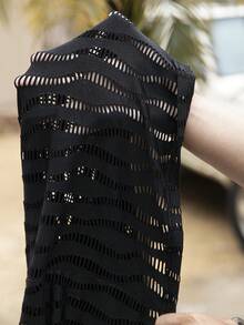 VENTUSAIL Camiseta de manga corta de cuello redondo minimalista y hueca para hombre, de verano - Negro - Ver 6