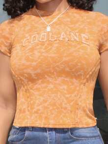 Steph T Crop tops gráficos desgastados en estilo vintage para uso diario de niñas - Amarillo - Ver 6
