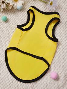 PETSIN 1 Happy Dolphin Letter Printed Pet T-Shirt With Yellow Splicing And Black Soft, Sticky, Breathable And Comfortable Pet Clothing - Multicolor - View 3