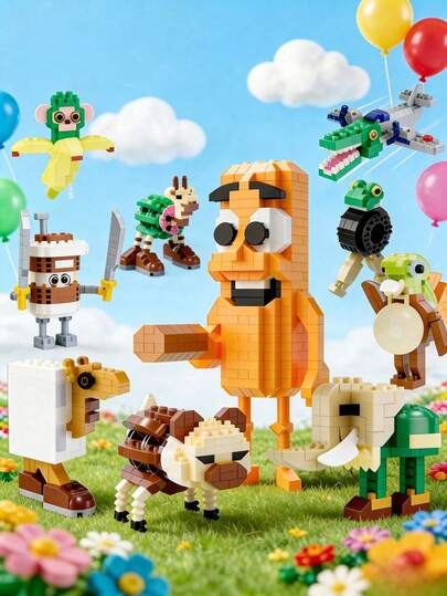 POKOJA LAND Italian Brainrot Toy Building Blocks For Adults,Tralalero Tralala Shark Action Figures,Weird Stuff Collectible,Creative Toys And Games,Tung Tung Tung Sahur Anime Gift Set Spring To Summer