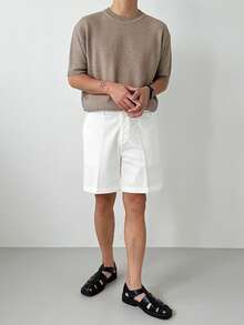 DAZY Camiseta de punto de cuello redondo de manga corta gris para hombre, verano - Gris - Ver 1