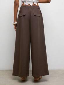 Maija Women's Loose Pleated Design Casual Pants - Brown - View 8