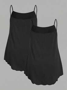 SHEIN EZwear 2 chiếc áo hai dây cỡ lớn màu trơn, thích hợp cho mùa hè. - Nhiều màu - Xem 2