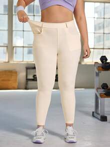 Flexra Celana Jeans Wanita Ukuran Besar Model Skinny Warna Polos, Elastisitas Tinggi, Kasual, dan Serbaguna - Krem - View 6