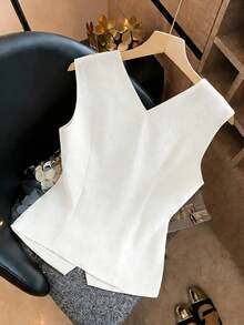 GlowEve Linen-Like Fabric Printed Gold Button Vacation Shirt For Women - Apricot - View 2