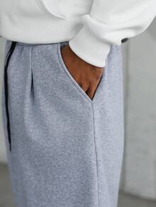 Manfinity EMRG 男士抽绳腰带口袋阔腿宽松休闲运动裤 - 淺灰色 - 查看 3