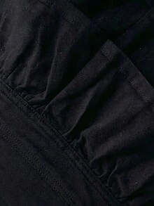 SHEIN PETITE Women's Ruffled Hem Denim Mini Skirt - Black - View 3