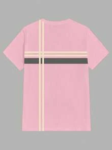 Manfinity RelaxMax Men's Striped Crew Neck Short Sleeve Casual Versatile T-Shirt - Baby Pink - View 3