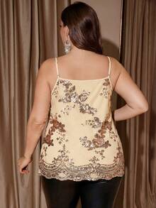 Reflora Plus Size Sequin Embroidery Camisole For Summer - Champagne - View 2