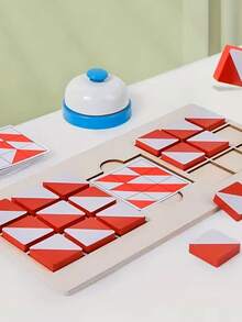 MINKOJA 木制积木专注力与逻辑训练互动棋盘游戏拼图空间三维几何形状教具，木制玩具（适合3岁以上儿童） - 彩色 - 查看 6