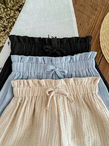 SHEIN LMoss Kids 3 pièces Shorts pour jeunes filles - Bleu ciel - Voir 4