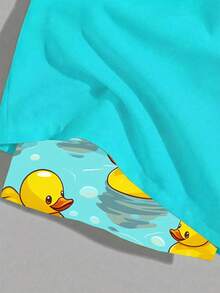 VIVINTIMO Men's Drawstring Waist Pocket Duck Print Casual Beach Shorts - Teal Blue - View 3