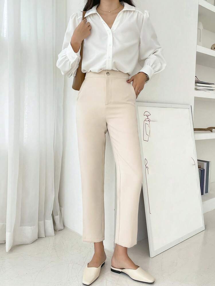 Women's Casual Solid Color Korean Style Versatile Pants