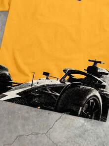 Manfinity Roghcode Áo thun nam tay ngắn cổ tròn in chữ, kiểu dáng thường ngày, đa năng. - Màu vàng - Xem 3