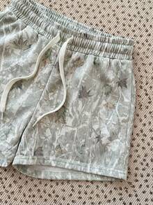 SHEIN Tween Girls' Knit Camouflage Print Drawstring Waist Casual Shorts - Multicolor - View 5