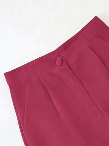 EMERY ROSE Plicated Detail Wide Leg Shorts - Hot Pink - View 3