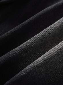 Manfinity Joysei 男士口袋破洞阔腿宽松休闲牛仔短裤男士街头潮流牛仔裤外出都市休闲街头度假 - 黑色 - 查看 5