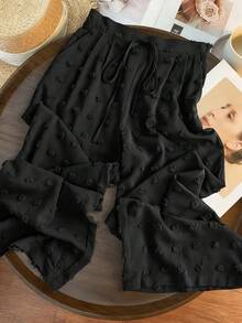 Franclia Women's Summer Black Fashionable 2026 New Personalized Accent Lace-Up Loose Drape Wide Leg Pants - Black - View 2