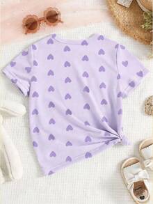 Áo thun ngắn tay cổ tròn in chữ và nhân vật hoạt hình dành cho bé gái - Nhiều màu - Xem 2