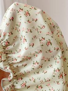Comfortcana 2026春夏新款女式绿色花卉方领荷叶边衬衫，适合冬季、复活节、派对、海滩、婚礼、毕业典礼等场合，风格优雅、休闲、度假、运动、正式、Y2K、商务，饰有亮片、流苏、荷叶边、花朵和图案。 - 綠色 - 查看 8