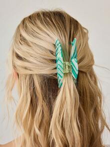 MOTF PREMIUM ACETIC ACID YELLOW MINI CLAW CLIP WITH INLAID GEMS HAIR CLAWS HAIR CLIPS HAIR JAW CLIP HAIR CLAMPS HAIR CLUTCH HAIR CATCHER CLIP - Green Stripe - View 8