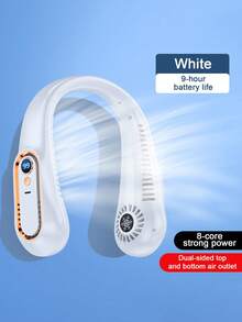 Teckwe Portable And Wearable Bladeless Neck Hanging Fan With LED Digital Display Screen,5-Speed Speed Regulation, Low Noise, Air Circulation, Essential For Students, Office Workers, Outdoor Sports Travel, Summer, Portable Fan, TPC Charging, Built-In 1200mAh - multicolor - View 6