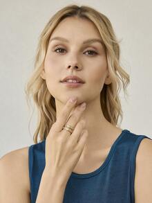 MOTF PREMIUM Anillo de diseño de viento frío con incrustaciones, anillo abierto doble personalizado con forma de herradura para mujeres - Dorado - Ver 7