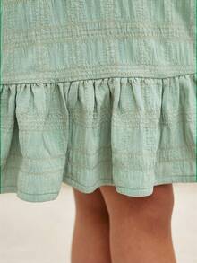 Young Girl Vacation Casual Fashionable Woven Solid Color Sleeveless Dress,Kids - Mint Green - View 4