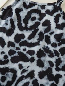 SHEIN Baby Girl Cute Casual Knit Leopard Print Camisole Romper, Summer - Grey - View 5