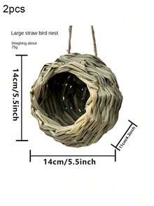 1pc Handmade Woven Grass Bird Nest, Ball Shaped Round Opening Parrot House For Outdoor Decoration, Suitable For All Seasons, Random Color (Natural Color Variations Are Normal) - Multicolor - View 14