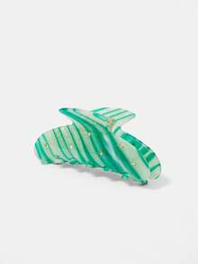 MOTF PREMIUM ACETIC ACID YELLOW MINI CLAW CLIP WITH INLAID GEMS HAIR CLAWS HAIR CLIPS HAIR JAW CLIP HAIR CLAMPS HAIR CLUTCH HAIR CATCHER CLIP - Green Stripe - View 7