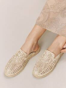 Styleloop Women's Vacation Casual Woven Slip-On Flats - Apricot - View 4