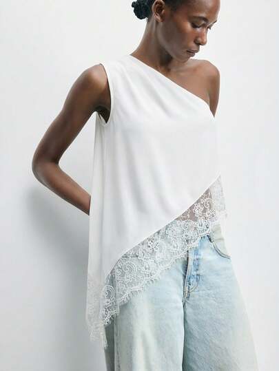 Maija Women's Asymmetric Neck Casual Top, Sleeveless Solid Color Pleated Asymmetric Blouse For Spring, Summer, Early Autumn, Suitable For Independence Day, Graduation Season,Summer Top