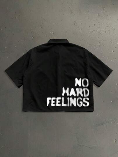 StoneGrade 复古美式波点印花英文标语短款宽松短袖Polo衫，时尚休闲穿搭，约会聚会必备，适合作为男友礼物