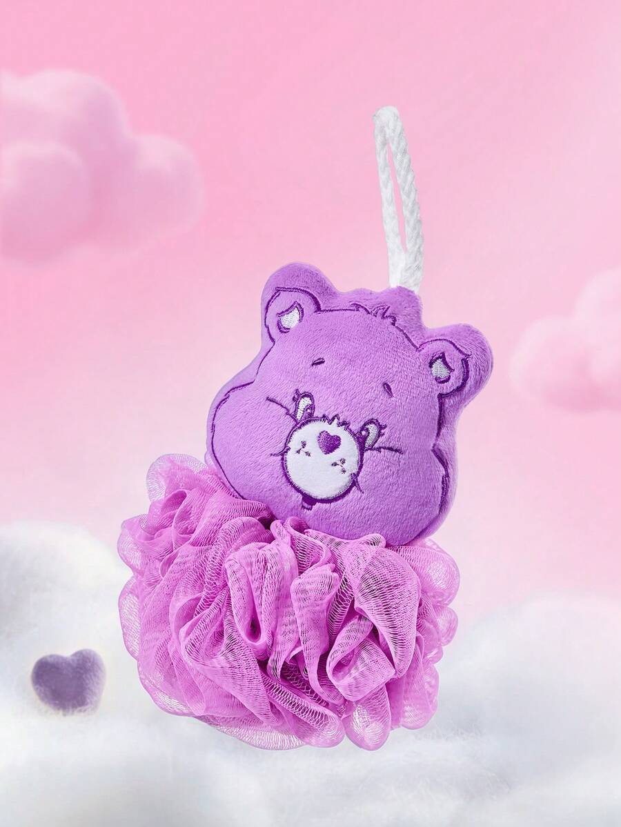 SHEIN X Care Bears 1个可爱卡通紫色爱心熊洗澡球，洗澡海绵，超柔软泡沫网状，带挂绳。 - 紫色 - 查看 1