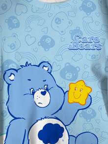 SHEIN X Care Bears 大码女式圆领卡通字母印花休闲百搭日常短袖T恤 - 白色 - 查看 5