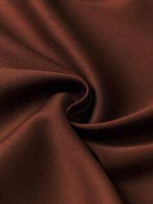 Juhart 大码女式优雅通勤棕色方领单排扣泡泡袖长袖修身修身长款连衣裙 - 棕色 - 查看 9