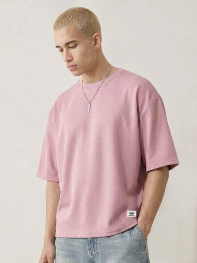 SWAVVY Men's Solid Color Round Neck Casual Versatile Commuting Short Sleeve T-Shirt