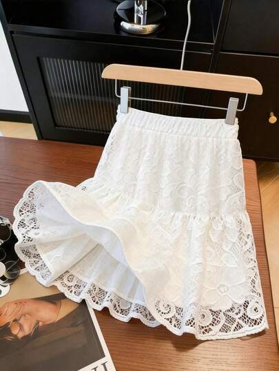 GlowEve CURVE Plus Size Women Lace Mini Skirt, Elegant Lady Versatile For Spring/Summer Dates