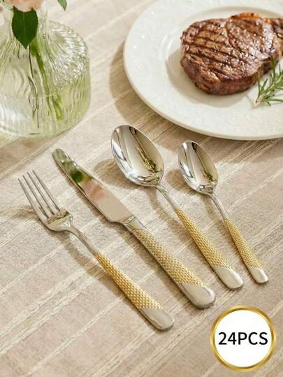 Cirelle Bộ dao kéo thép không gỉ 24 món mạ vàng thật