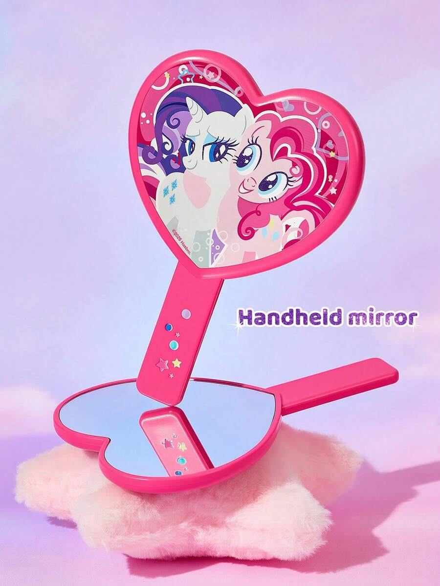 My Little Pony X SHEIN Gương cầm tay di động màu hồng in hình hoạt hình dễ thương, độ phân giải cao, gương trang điểm Kawaii, nhẹ và nhỏ gọn, tiện lợi để kiểm tra chi tiết trang điểm, thích hợp cho du lịch và đi lại, hình kỳ lân. - Nhiều màu - Xem 1