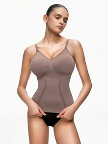 SHAPORA 1 áo lót định hình dành cho nữ, giúp định hình eo và bụng, thoải mái khi mặc hàng ngày, có đệm định hình. - Màu nâu  Mocha - Xem 7