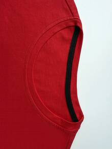 Manfinity Homme 男士休闲标语印花家居服上衣，夏季 - 紅色 - 查看 5