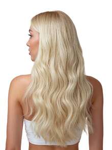 100% Cabello humano real 9 piezas Extensiones de cabello rectas con clip 148G 14-24 pulgadas Color dorado platino Doble trama Extensiones de cabello con clip invisibles Cabello humano Remy natural para uso diario de mujeres y niñas - S60A - Ver 3