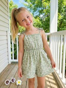 Emery Rose Kids Emery Rose Kids 小女孩碎花吊带连体衣 - 白色 - 查看 5