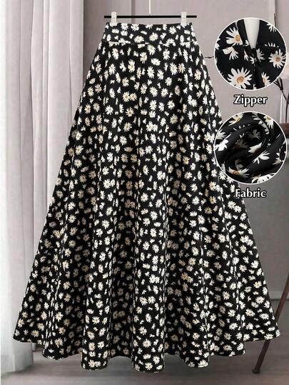 GlowEve CURVE Plus Size Summer Casual Ditsy Floral A-Line Skirt