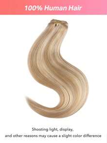 100% Real Human Hair 9PCS Straight Clip In Hair Extensions 148G 14-24 Inch Dark Gold Highlights Bleached Gold Color Double Weft Invisible Clip Hair Extensions Remy Natural Human Hair For Women Girls Daily Use - S18A/613A - View 4