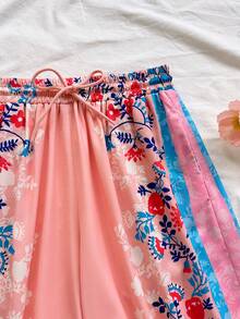 Soleia 女士度假植物图案系带阔腿宽松裤 - 彩色 - 查看 4