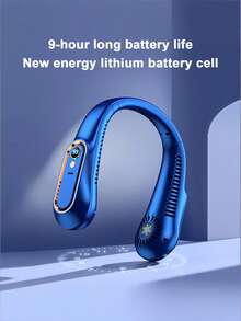 Teckwe Portable And Wearable Bladeless Neck Hanging Fan With LED Digital Display Screen,5-Speed Speed Regulation, Low Noise, Air Circulation, Essential For Students, Office Workers, Outdoor Sports Travel, Summer, Portable Fan, TPC Charging, Built-In 1200mAh - multicolor - View 4