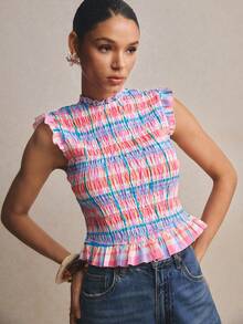 Poéselle 女士度假条纹荷叶边下摆休闲衬衫 - 彩色 - 查看 5